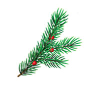 Icon of green yew leaves inside a white circle